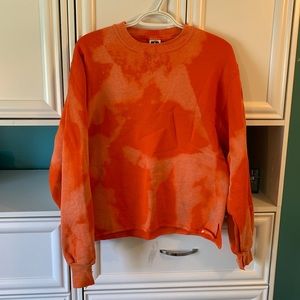 bleach washed crew neck sweatshirt